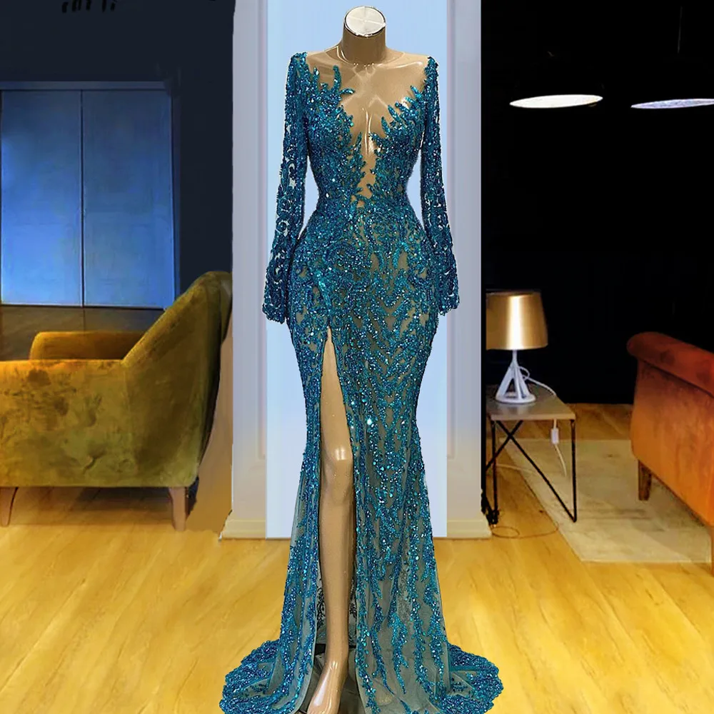 Sparkly Mermaid Evening Dress 2022 Lace Sequin Long Sleeve Prom Gowns Sheer Neckline Beading Formal Dresses Vestidos De Novia
Sparkly Mermaid Evening Dress 2022 Lace Sequin Long Sleeve Prom Gowns Sheer Neckline Beading Formal Dresses Vestidos De Novia