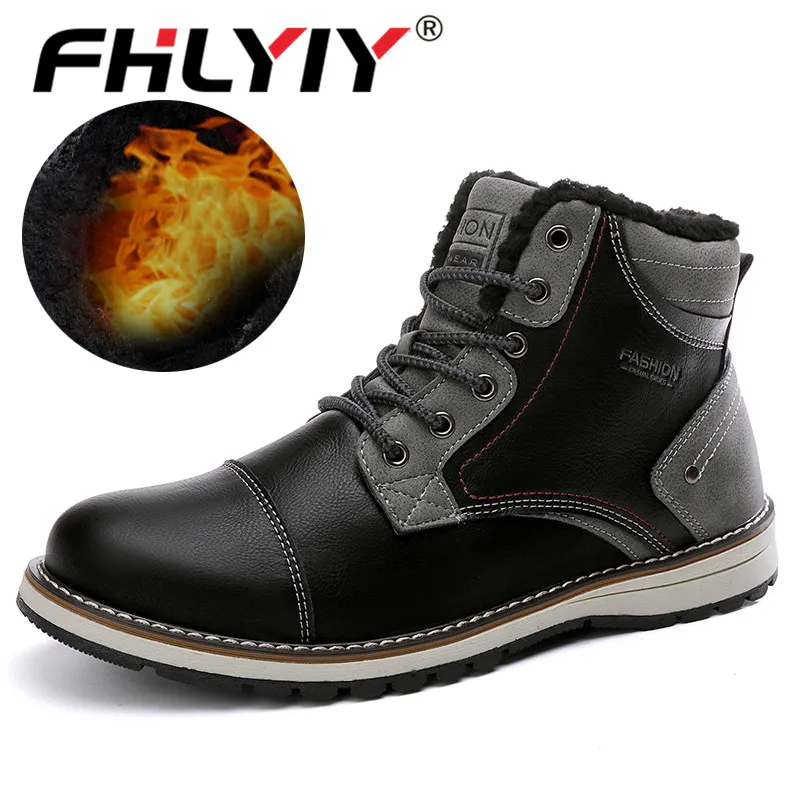 Fhlyiy/зимние мужские ботинки уличные кожаные из искусственной кожи высокие