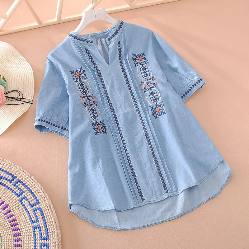 VANOVICH Embroidery Summer 2021 New Women Blouses and Tops Fashion Wild Cotton Short Sleeve V-neck Women Clothing
VANOVICH Embroidery Summer 2021 New Women Blouses and Tops Fashion Wild Cotton Short Sleeve V-neck Women Clothing