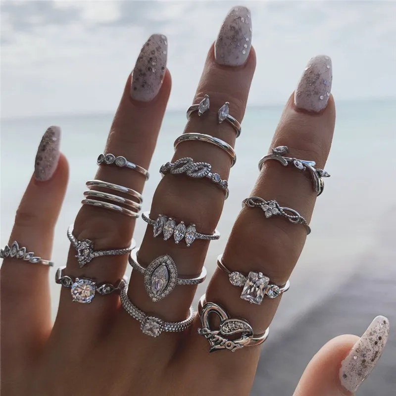 7rings Trendy Fashion Design Gothic Silver Rings Set for Women 15 Pieces Street Fashion Style Rings for Female
7rings Trendy Fashion Design Gothic Silver Rings Set for Women 15 Pieces Street Fashion Style Rings for Female