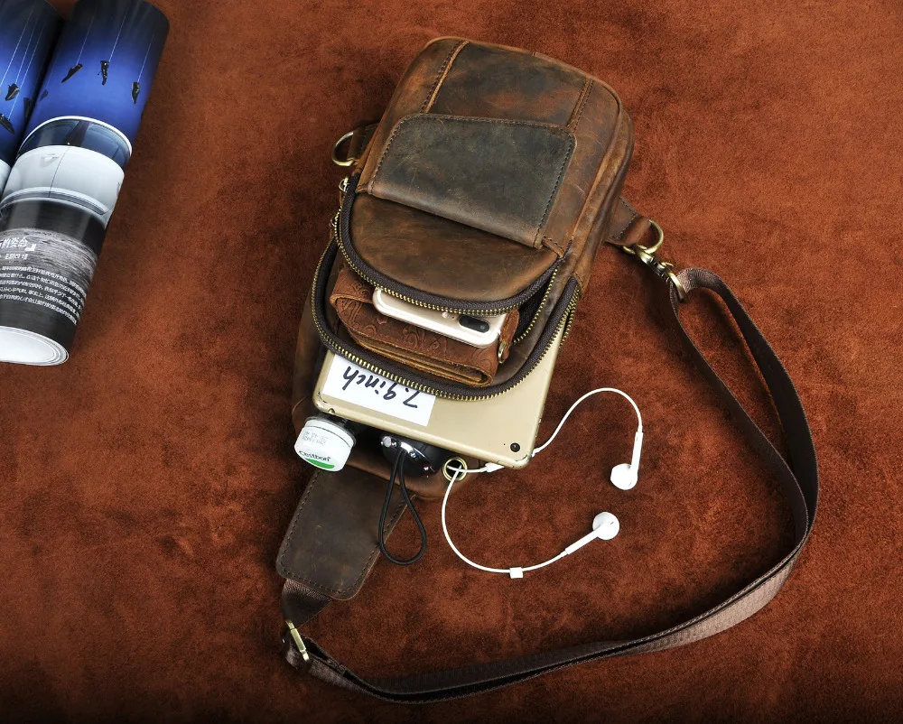 Hot Sale Men Crazy Horse Leather Casual Fashion Chest Sling Bag 8" Tablet Design One Shoulder Bag Cross body Bag Male 8013-d
Hot Sale Men Crazy Horse Leather Casual Fashion Chest Sling Bag 8" Tablet Design One Shoulder Bag Cross body Bag Male 8013-d