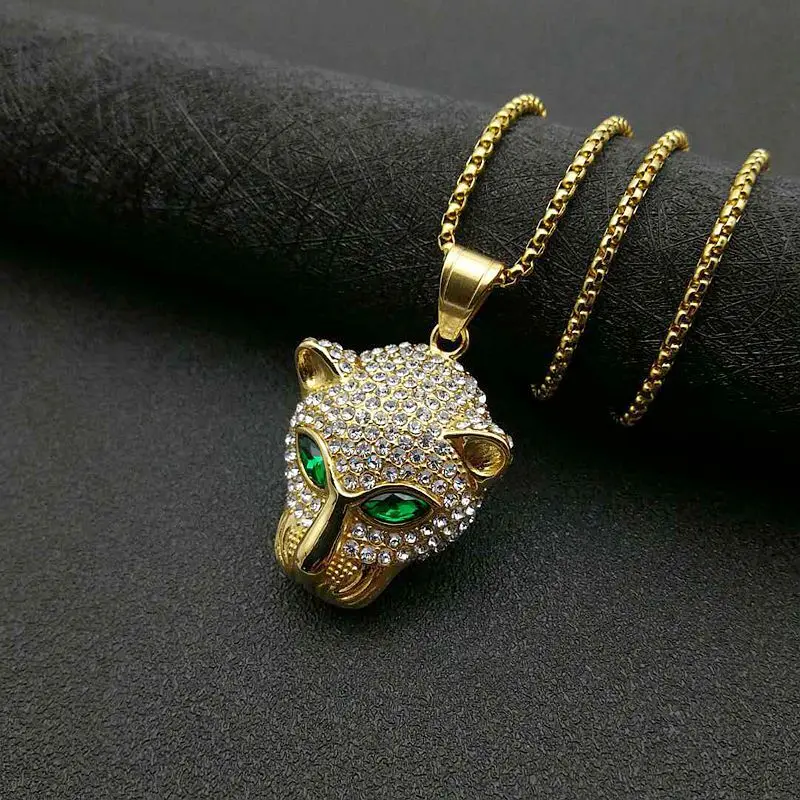 Hip Hop Rhinestones Paved Bling Iced Out Stainless Steel Leopard Pendants Necklaces for Men Rapper Jewelry Drop Shipping
Hip Hop Rhinestones Paved Bling Iced Out Stainless Steel Leopard Pendants Necklaces for Men Rapper Jewelry Drop Shipping