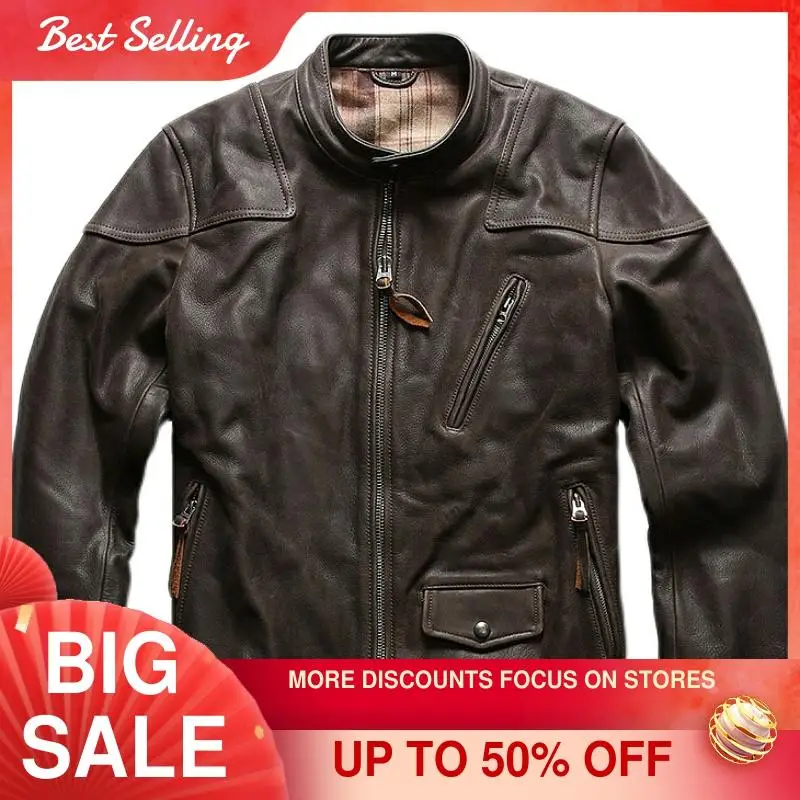 2021 Vintage Brown Biker Style Genuine Leather Jacket Men Plus Size 3XL Real Natural Cowhide Autumn Slim Fit Motorcycle Coat
2021 Vintage Brown Biker Style Genuine Leather Jacket Men Plus Size 3XL Real Natural Cowhide Autumn Slim Fit Motorcycle Coat