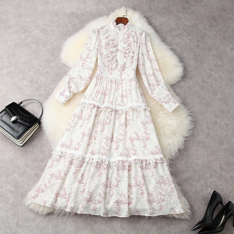 Spring 2021 New Long Sleeve Collar with Flounces Fashion Print Dress European and American Women's Clothing 
Spring 2021 New Long Sleeve Collar with Flounces Fashion Print Dress European and American Women's Clothing