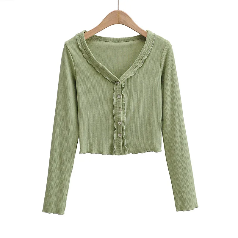 Spring autumn new street fashion V-neck long sleeve short knit sweater women solid color tight-fitting wooden ear cardigan women
Spring autumn new street fashion V-neck long sleeve short knit sweater women solid color tight-fitting wooden ear cardigan women