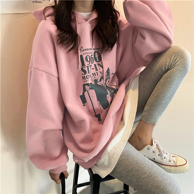 Winter Hooded Sweatshirts Women's Pink Loose Bf Idle Style Student Velvet Padded Thickened Coat Women's Top Sweatshirts Pullover
Winter Hooded Sweatshirts Women's Pink Loose Bf Idle Style Student Velvet Padded Thickened Coat Women's Top Sweatshirts Pullover