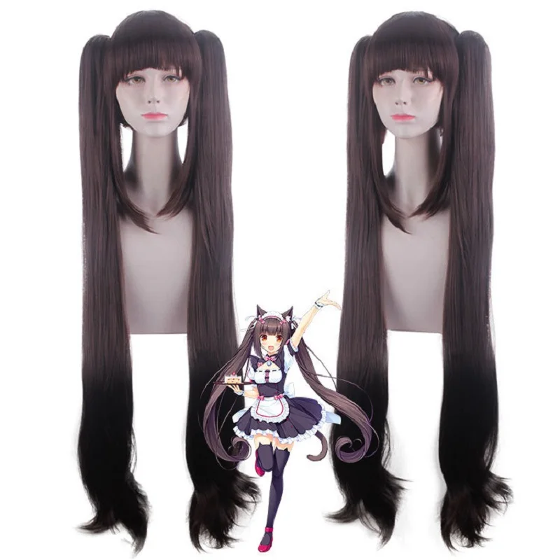 NEKOPARA Chocola Wig with Ponytails Chocolate Cosplay Costume 100cm long black brown Synthetic Hair Halloween Role Play Wigs
NEKOPARA Chocola Wig with Ponytails Chocolate Cosplay Costume 100cm long black brown Synthetic Hair Halloween Role Play Wigs