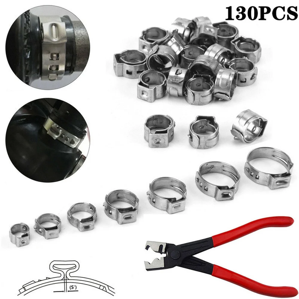 130pcs Stainless Steel 1-Ear Stepless Fuel Clamp Worm Drive Fuel Water Hose Pipe Clamps Clips+ 1PC Hose Clip Clamp Pliers
130pcs Stainless Steel 1-Ear Stepless Fuel Clamp Worm Drive Fuel Water Hose Pipe Clamps Clips+ 1PC Hose Clip Clamp Pliers