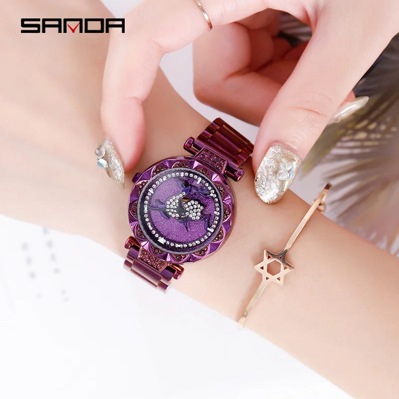 Fashion Watch Women's Quartz Stainless Steel Waterproof Deer Rhinestone Purple Gold Clock Relogio Feminino Watch for Women
Fashion Watch Women's Quartz Stainless Steel Waterproof Deer Rhinestone Purple Gold Clock Relogio Feminino Watch for Women