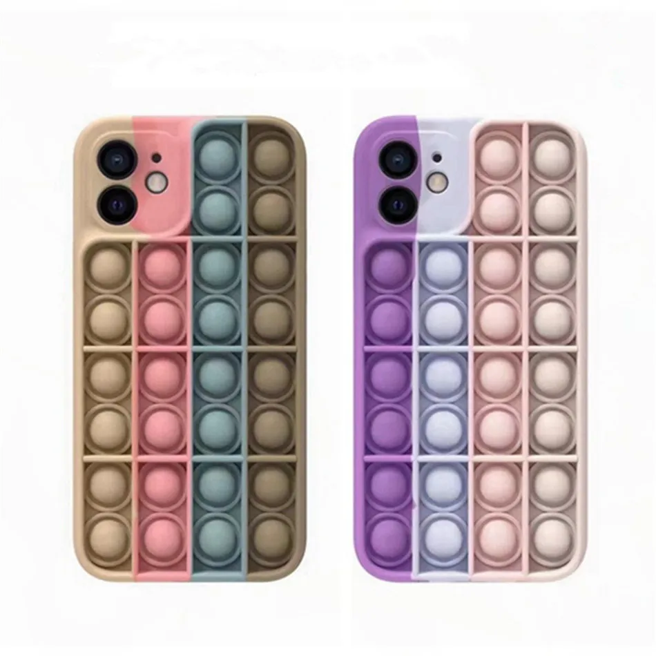 

Silicone popits Phone Covers Push Bubble Game Fidget Toys Cell Phone Case For Iphone 12 Pro 11 Pro Xr Xs 7P 8P Promax