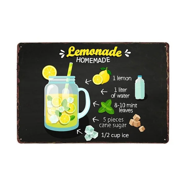 Vintage Lemonade Homemade Metal Tin Sign 8x12 Inch Home Kitchen Bar Restaurant Bar Poster Wall Decor
Vintage Lemonade Homemade Metal Tin Sign 8x12 Inch Home Kitchen Bar Restaurant Bar Poster Wall Decor