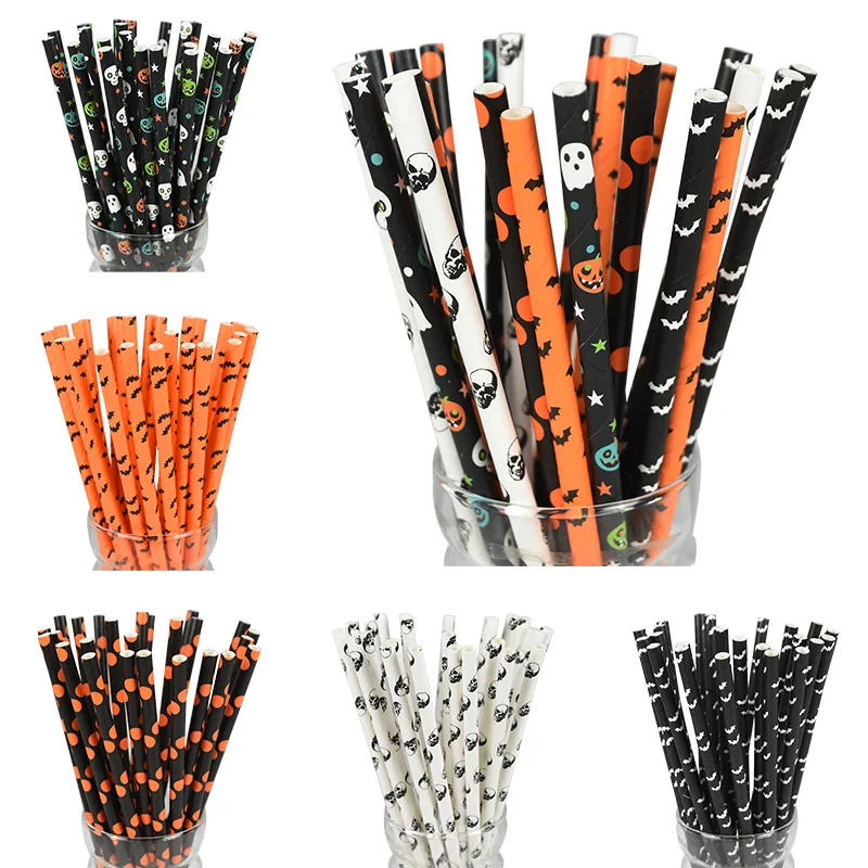 25pcs Halloween Party Decor Paper Straws Skull Pumpkin Bat Ghost Disposable Drinking Straws For Festival Party Bar Supplies
25pcs Halloween Party Decor Paper Straws Skull Pumpkin Bat Ghost Disposable Drinking Straws For Festival Party Bar Supplies