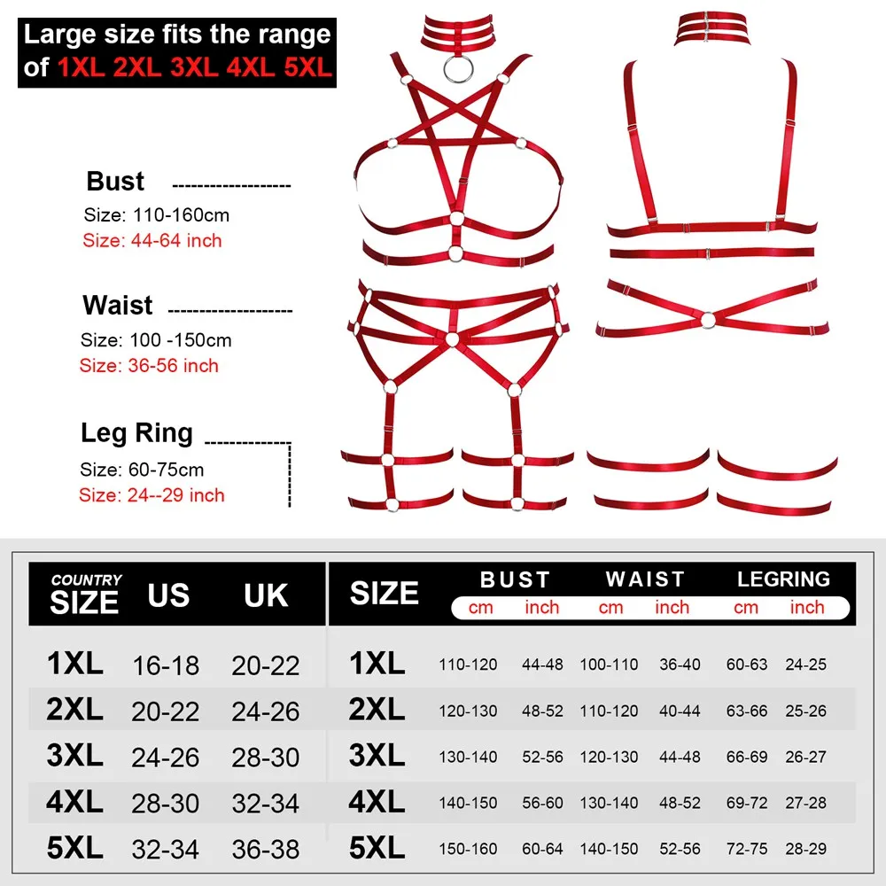 Pentagram Garter Belt Harness Plump Sexy Ladies Elastic Bondage Fetish Erotic Punk Goth Lingerie Set Sexy Plus Size Costume
Pentagram Garter Belt Harness Plump Sexy Ladies Elastic Bondage Fetish Erotic Punk Goth Lingerie Set Sexy Plus Size Costume