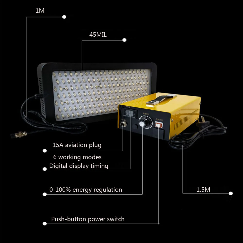 Ультрафиолетовый светильник с регулировкой энергии 1800 Вт светодиодный УФ-клеем