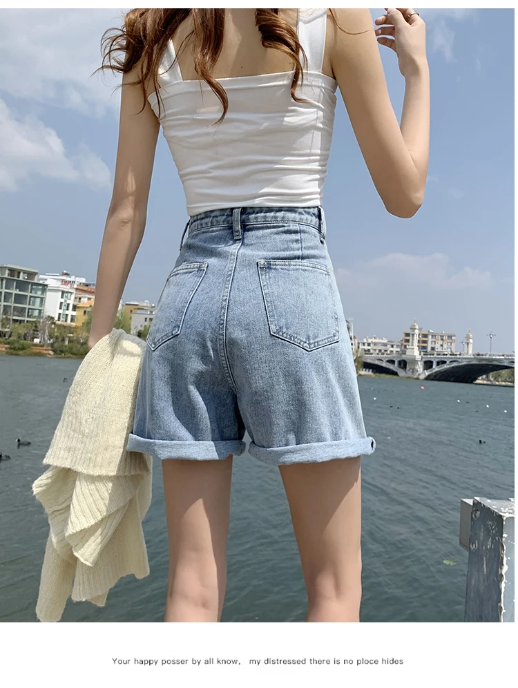 Women Denim Shorts Buttons Pocket Pants New Summer High Waist Casual Slim Solid Loose Wide Legs Fashion
Women Denim Shorts Buttons Pocket Pants New Summer High Waist Casual Slim Solid Loose Wide Legs Fashion