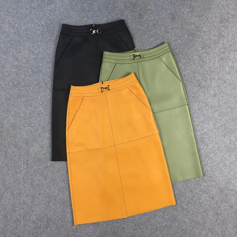 Factory New Style Women Simple Genuine Leather Skirt 
Factory New Style Women Simple Genuine Leather Skirt