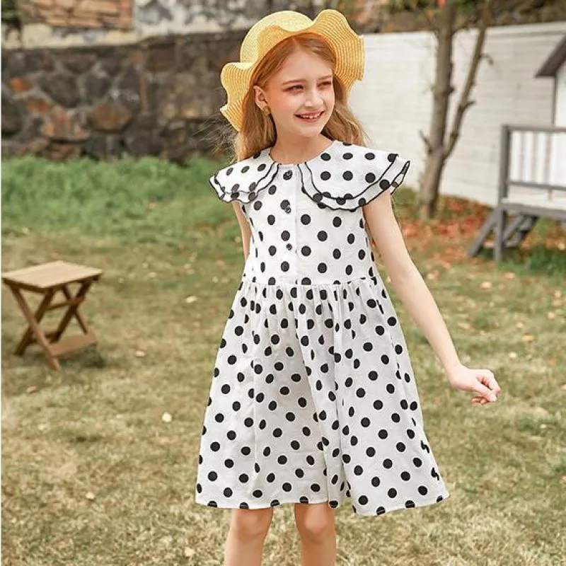 Vintage Princess Dress For 3-14 Years Girls Dot Print Ruffles Turn Down Collar Mid Length Gowns Children Kids Party Dresses
Vintage Princess Dress For 3-14 Years Girls Dot Print Ruffles Turn Down Collar Mid Length Gowns Children Kids Party Dresses