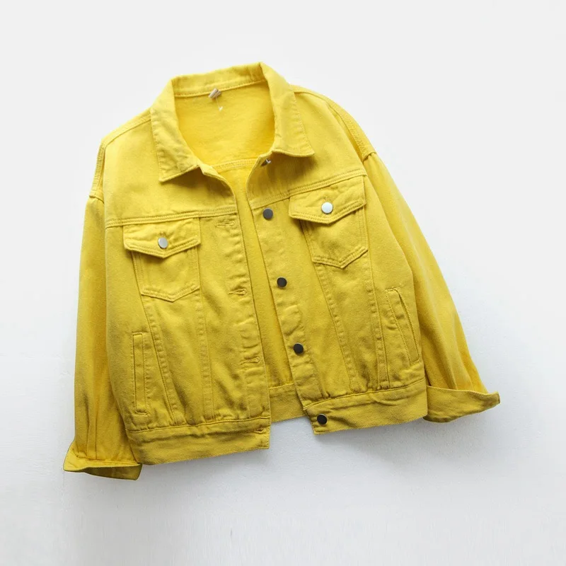 Women's denim jacket spring autumn short coat pink jean jackets casual tops purple yellow red white loose outerwear
Women's denim jacket spring autumn short coat pink jean jackets casual tops purple yellow red white loose outerwear