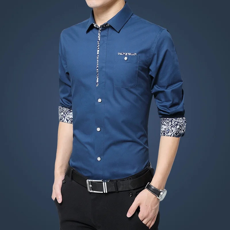 2021 new men's long sleeve shirt men's Korean slim trend no iron shirt fashion casual young men's wear
