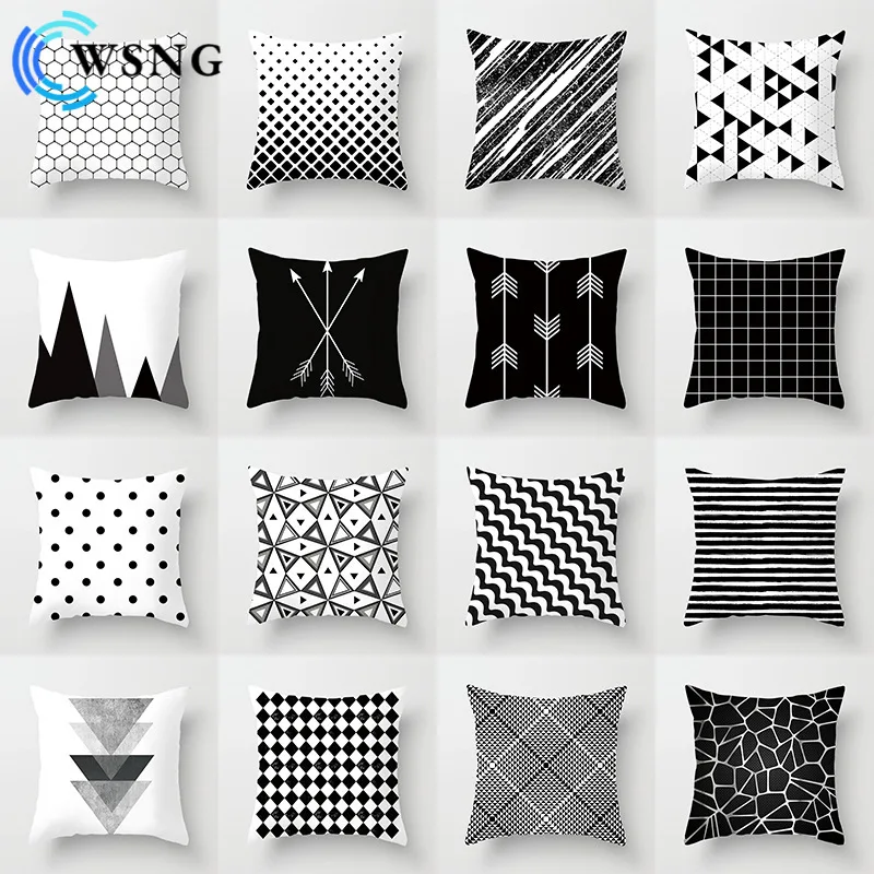 Geometric Cushion Cover Black and White Polyester Throw Pillowcase Striped Dot Mesh Triangle Geometric Art Home Cushion Cover
Geometric Cushion Cover Black and White Polyester Throw Pillowcase Striped Dot Mesh Triangle Geometric Art Home Cushion Cover