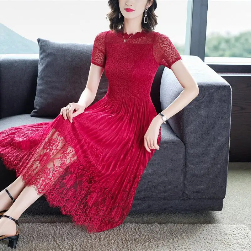 2020 Spring Summer New Arrival Lace Dress High Quality Plus Size Pleated Wild Elegant Event Dress Women's Party Home Clothings
2020 Spring Summer New Arrival Lace Dress High Quality Plus Size Pleated Wild Elegant Event Dress Women's Party Home Clothings
