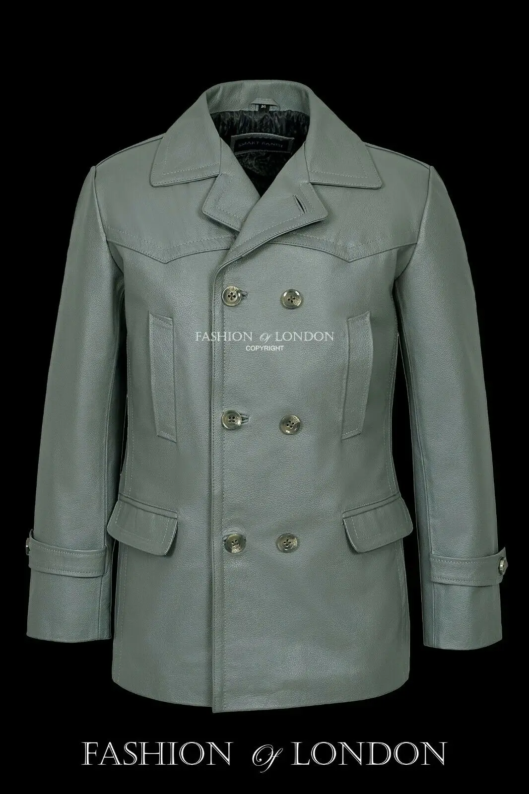 'KRIEGSMARINE' Men's Grey German Submarine Hide Leather Jacket Pea Coat 
'KRIEGSMARINE' Men's Grey German Submarine Hide Leather Jacket Pea Coat