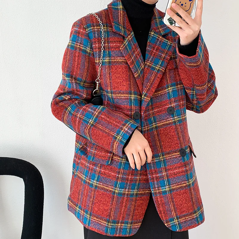 2020 New Double breasted Vintage Fashion Women Autumn And Winter Two-Color Plaid Woolen Coat Loose And Warm Women's Jacket
2020 New Double breasted Vintage Fashion Women Autumn And Winter Two-Color Plaid Woolen Coat Loose And Warm Women's Jacket