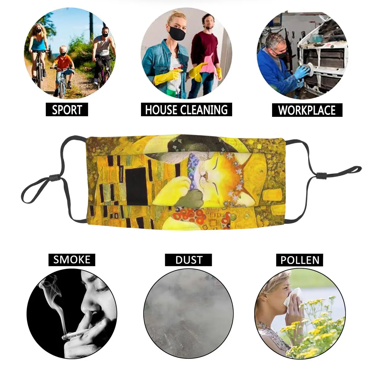Pet Cat The Kiss Non-Disposable Face Mask Gustav Klimt Art Anti Haze Dustproof Mask Protection Mask Respirator Mouth Muffle
Pet Cat The Kiss Non-Disposable Face Mask Gustav Klimt Art Anti Haze Dustproof Mask Protection Mask Respirator Mouth Muffle