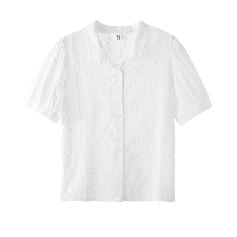 South Korean Lovely Flower Embroidered bubble sleeve shirt women's summer short sleeve lace top design 
South Korean Lovely Flower Embroidered bubble sleeve shirt women's summer short sleeve lace top design