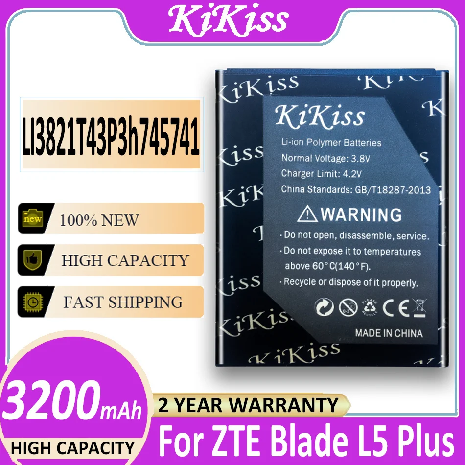 Original KiKiss Battery LI3821T43P3h745741 3200mAh For ZTE Blade L5 Plus C370 Bateria + Tracking Number
Original KiKiss Battery LI3821T43P3h745741 3200mAh For ZTE Blade L5 Plus C370 Bateria + Tracking Number