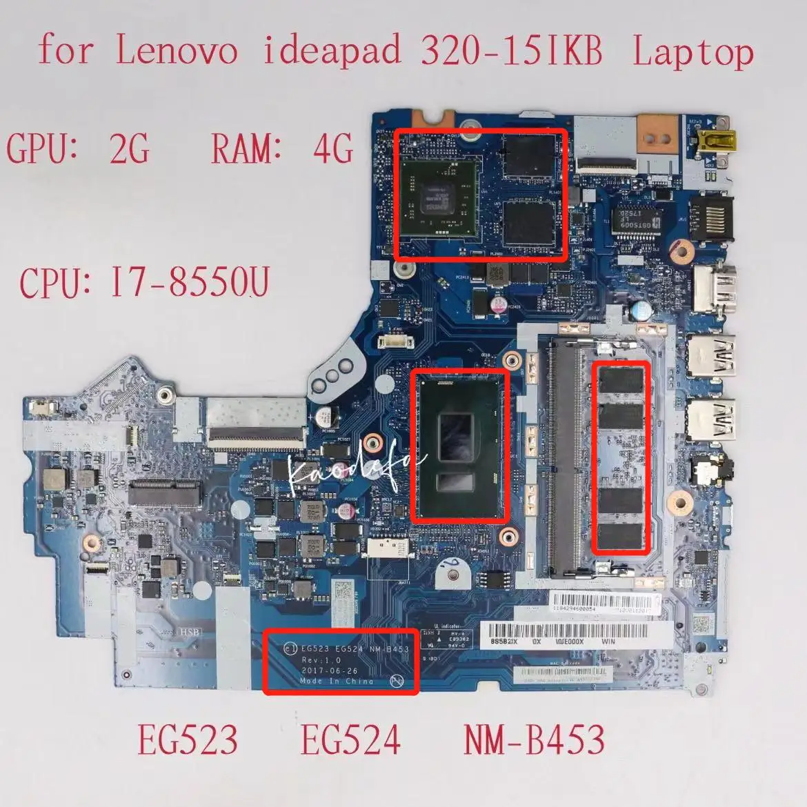 NM-B453 Para Lenovo Ideapad 320-15IKB Laptop Motherboard CPU:I7-8550U GPU:R17M 2G RAM:4G FRU: 5B20Q11183 5B20Q11179 5B20Q11154
NM-B453 Para Lenovo Ideapad 320-15IKB Laptop Motherboard CPU:I7-8550U GPU:R17M 2G RAM:4G FRU: 5B20Q11183 5B20Q11179 5B20Q11154