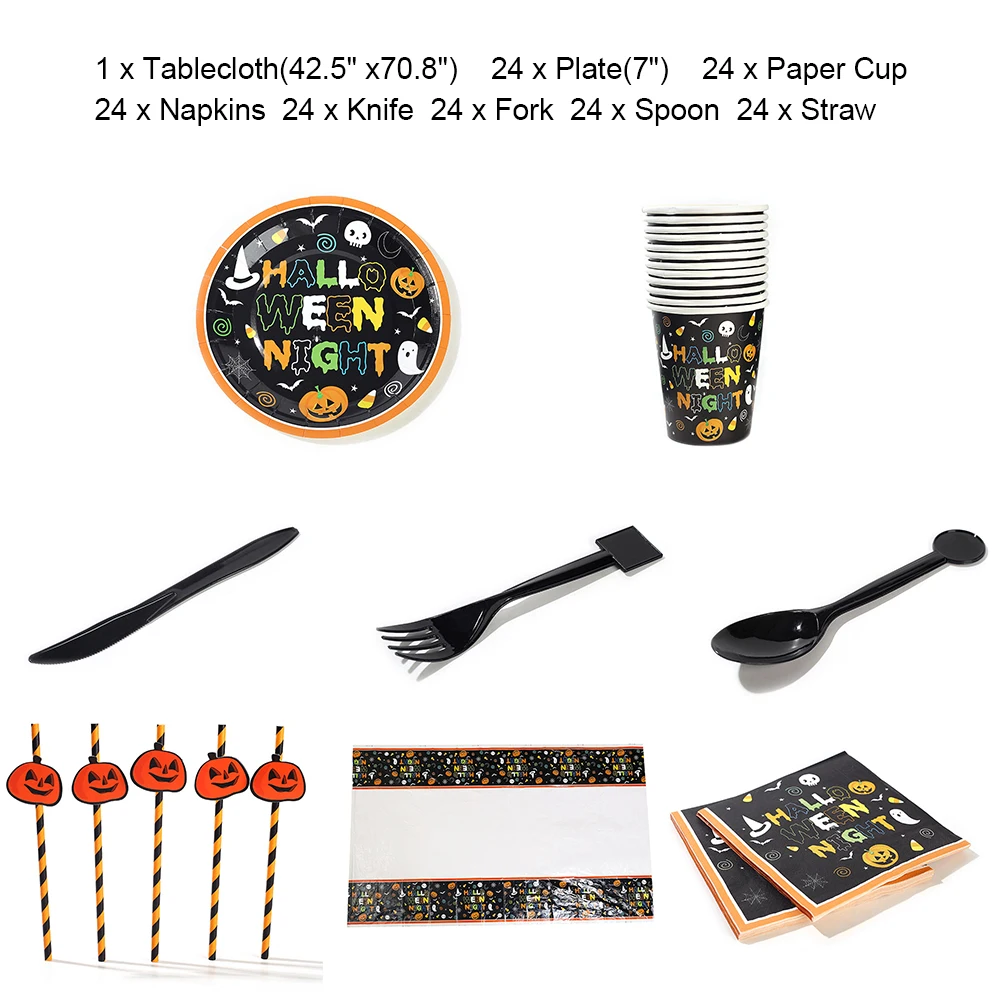 Halloween Party Disposable Tableware Cup Plate Straws Happy Birthday Party Decor Wedding Baby Shower Party Supplies
Halloween Party Disposable Tableware Cup Plate Straws Happy Birthday Party Decor Wedding Baby Shower Party Supplies
