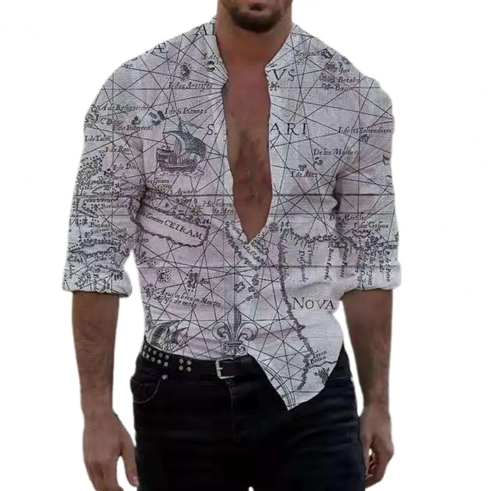 Casual Shirt Map Print Cool Breathable Long Sleeve Buttons Closure Men Shirt for Vacation Men's Casual Shirts Fashion 2021
Casual Shirt Map Print Cool Breathable Long Sleeve Buttons Closure Men Shirt for Vacation Men's Casual Shirts Fashion 2021