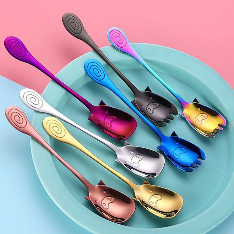 Children's Cute Spoon Stainless Steel Piggy Fork Spoon Cartoon Style Kids Tableware Spoon Eating Dring Spoon Stirring Mixing
Children's Cute Spoon Stainless Steel Piggy Fork Spoon Cartoon Style Kids Tableware Spoon Eating Dring Spoon Stirring Mixing