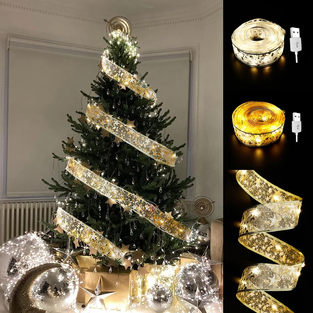 50/100 LED 5/10M Double Layer Fairy Light Strings Christmas Ribbon Bows With LED Xmas Tree Ornaments New Year Navidad Home Decor
50/100 LED 5/10M Double Layer Fairy Light Strings Christmas Ribbon Bows With LED Xmas Tree Ornaments New Year Navidad Home Decor