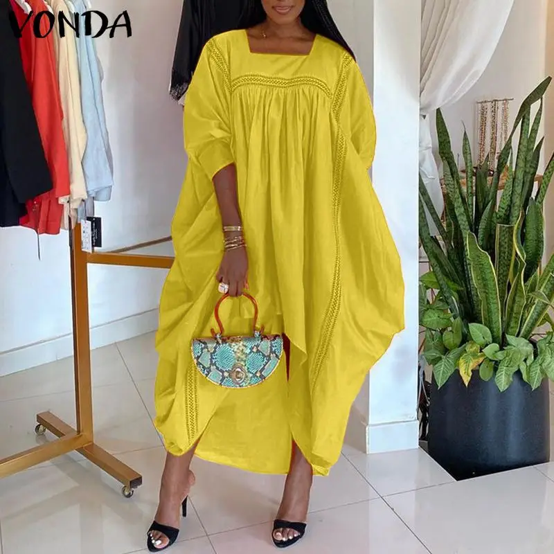 VONDA Women Autumn Pleated Asymmetric Hem Dress Ladies Casual 3/4 Sleeve Square Neck Dresses Female Bohemian Vestidos Oversized
VONDA Women Autumn Pleated Asymmetric Hem Dress Ladies Casual 3/4 Sleeve Square Neck Dresses Female Bohemian Vestidos Oversized