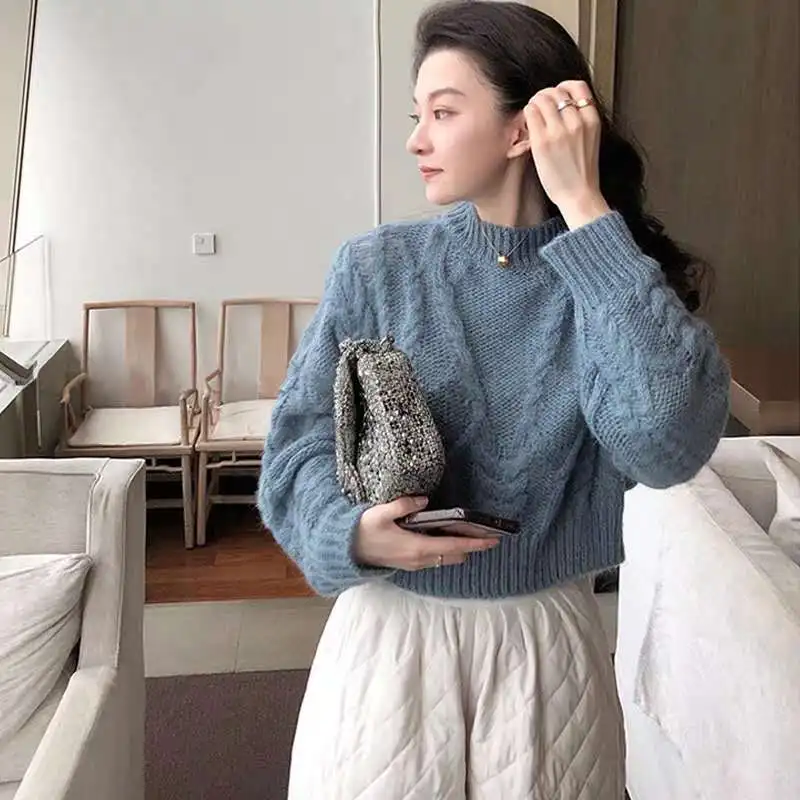 Korean chic retro twist thicken lazy fairy warm sweater knitted pullover female round neck long sleeve loose sweater autumn 2020
Korean chic retro twist thicken lazy fairy warm sweater knitted pullover female round neck long sleeve loose sweater autumn 2020