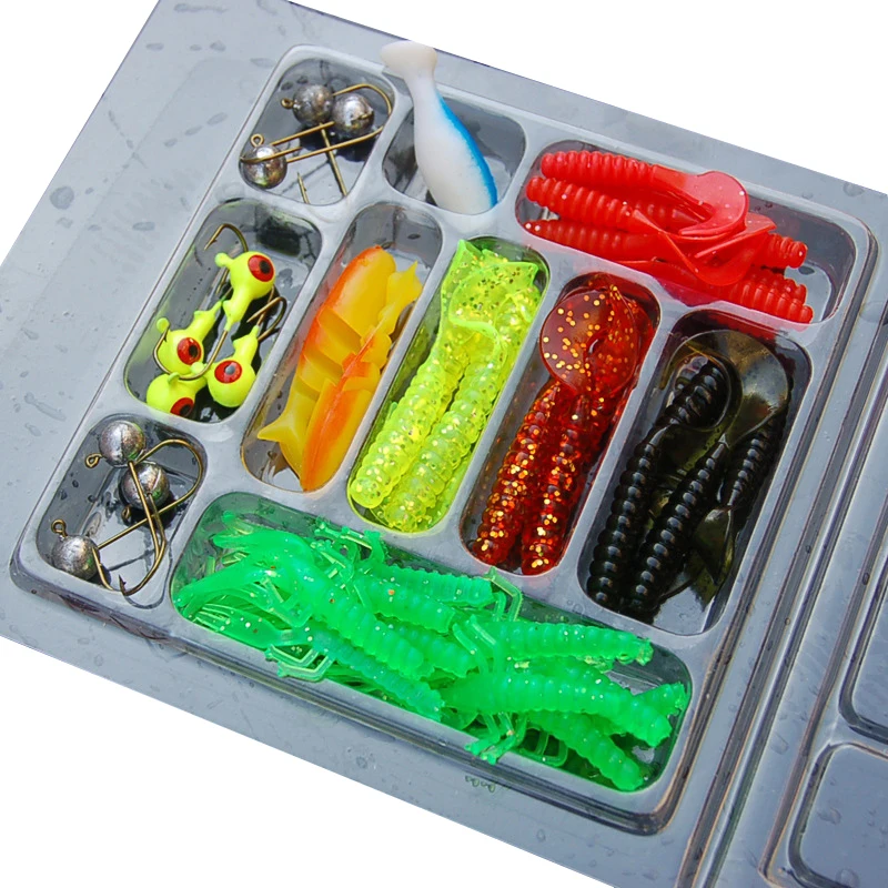 Fishing Lure Kit Soft Worm Soft Bait Lead Jig Head Hooks Combination Set fishing hook
Fishing Lure Kit Soft Worm Soft Bait Lead Jig Head Hooks Combination Set fishing hook