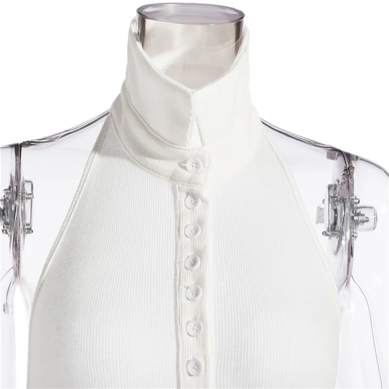 2021 Halter V-Neck White Sexy Dress Women Backless Button Sleeveless Off Shoulder Knitted Summer Mini Elegant Lady Dress
2021 Halter V-Neck White Sexy Dress Women Backless Button Sleeveless Off Shoulder Knitted Summer Mini Elegant Lady Dress