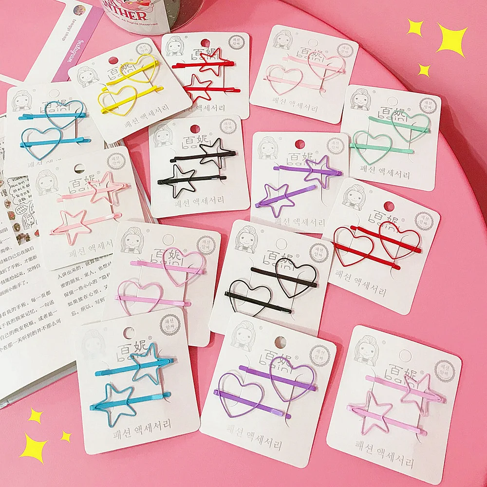 Girls Alloy Hollow Heart Star Hairpins Candy Color Hair Clip Barrettes Women Girls Jewelry Hair Accessories Headress Tools
Girls Alloy Hollow Heart Star Hairpins Candy Color Hair Clip Barrettes Women Girls Jewelry Hair Accessories Headress Tools