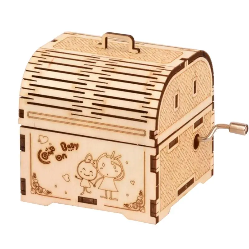 DIY Hand Crank Music Box Model 3D Wooden Puzzle Toy Self Assembly Wood Craft Kit 63HE | Игрушки и хобби