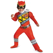 Red Power Rangers Dinosaur Charge Boys Muscle Costume Fancy Dress Halloween Carnival Party Costumes For Kids Size XS To L