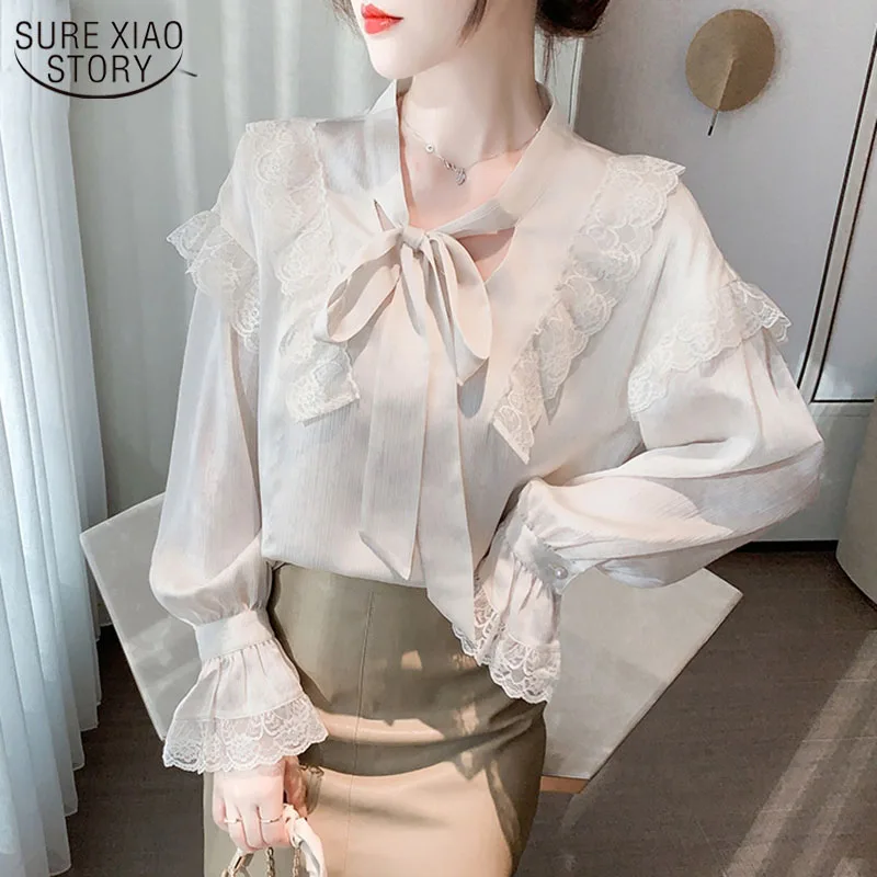 Hong Kong Style Retro Chiffon Shirts Women Strappy Shirt Spring 2021 New Lace Ruffled Trumpet Sleeve Top Woman's Blouses 13210
Hong Kong Style Retro Chiffon Shirts Women Strappy Shirt Spring 2021 New Lace Ruffled Trumpet Sleeve Top Woman's Blouses 13210