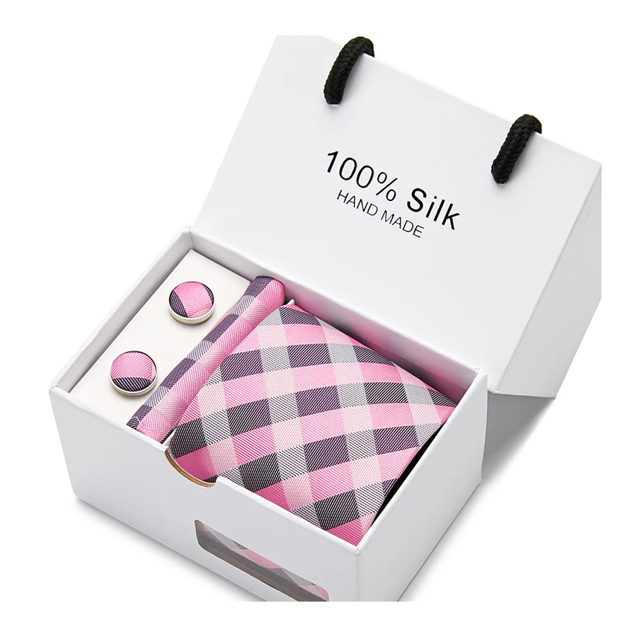 Hot sale Great Quality Birthday Present Tie Hanky Pocket Squares Cufflink Set Tie Necktie Box Pink Plaid Clothing accessories
Hot sale Great Quality Birthday Present Tie Hanky Pocket Squares Cufflink Set Tie Necktie Box Pink Plaid Clothing accessories