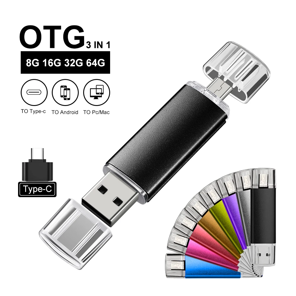 Metal 3 IN 1 OTG Pen Drive 64GB Cle Usb Flash Drives 32GB Mini Usb Flash 16GB 8GB Pendrive 4GB 2.0 Memoria Usb Stick Custom LOGO
Metal 3 IN 1 OTG Pen Drive 64GB Cle Usb Flash Drives 32GB Mini Usb Flash 16GB 8GB Pendrive 4GB 2.0 Memoria Usb Stick Custom LOGO