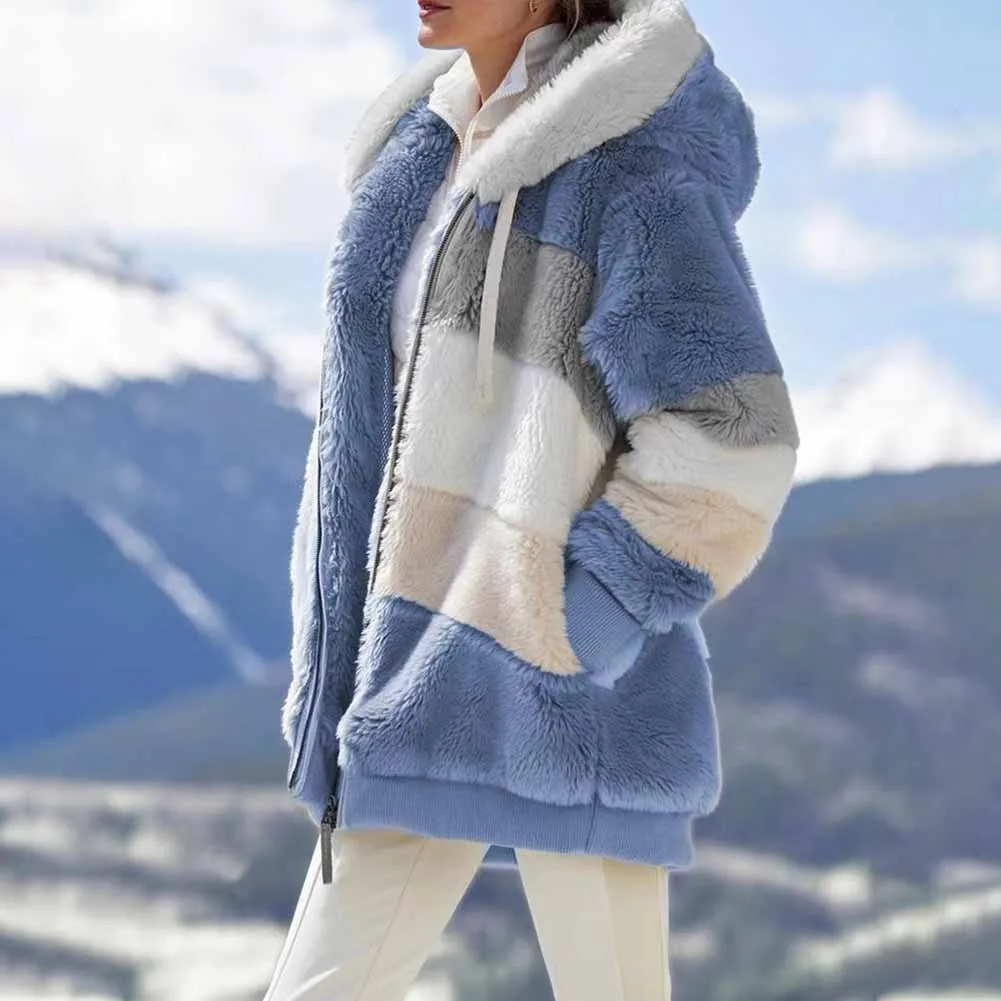 Teddy Bear 1*Coat Thermal Faux Fur Fleece Fluffy Hooded Jacket Korean Ladies Modern Outwear Warm Women Zip Coat
Teddy Bear 1*Coat Thermal Faux Fur Fleece Fluffy Hooded Jacket Korean Ladies Modern Outwear Warm Women Zip Coat