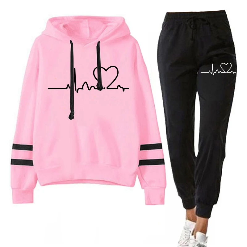 Women Tracksuits 2 Pieces Set Hoodies + Pants Casual Outfits Love Print Sweatshirts Pullover Suits
Women Tracksuits 2 Pieces Set Hoodies + Pants Casual Outfits Love Print Sweatshirts Pullover Suits