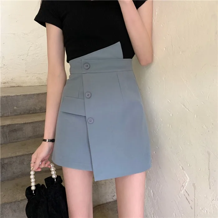Spring and summer models 2021 new design sense button asymmetric A-line skirt casual slim high-waisted short skirt
Spring and summer models 2021 new design sense button asymmetric A-line skirt casual slim high-waisted short skirt