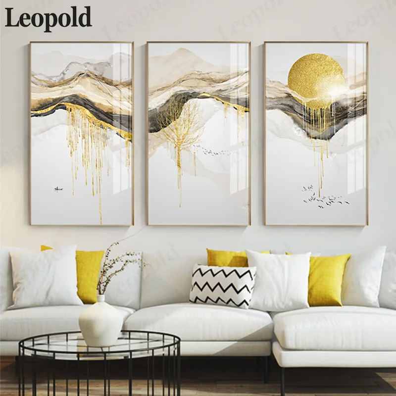Nordic Abstract Golden Sun Mountain and Tree Canvas Painting Landscape Wall Picture Fashion Luxury Living Room Wall Art Decor
Nordic Abstract Golden Sun Mountain and Tree Canvas Painting Landscape Wall Picture Fashion Luxury Living Room Wall Art Decor