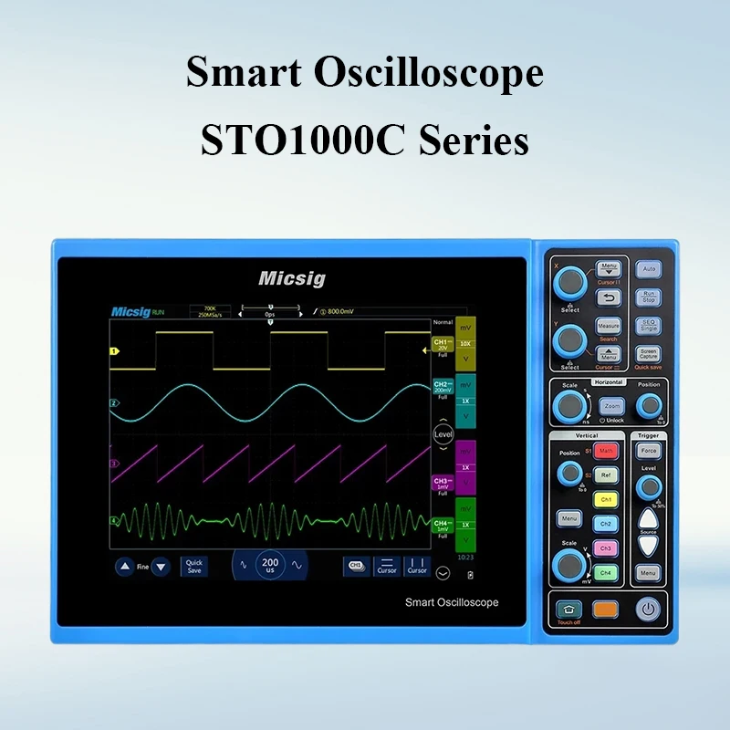 Интеллектуальный цифровой осциллограф STO2202C Micsig 300 МГц 2GSa/s Портативный осциллограф
Интеллектуальный цифровой осциллограф STO2202C Micsig 300 МГц 2GSa/s Портативный осциллограф